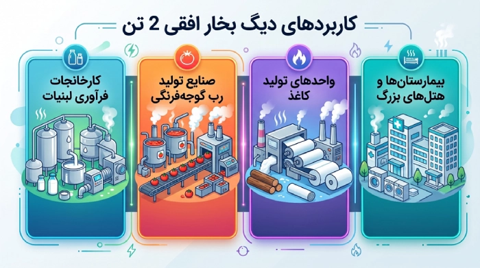 کاربردهای دیگ بخار افقی 2 تن 